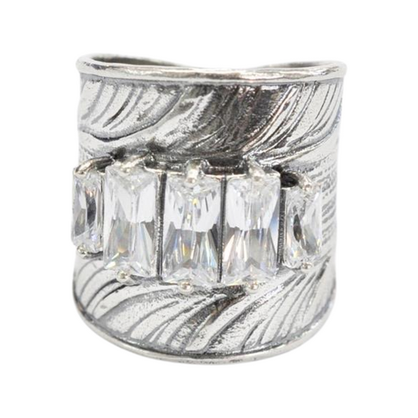 Sterling Silver Statement ring with Cubic Zirconia