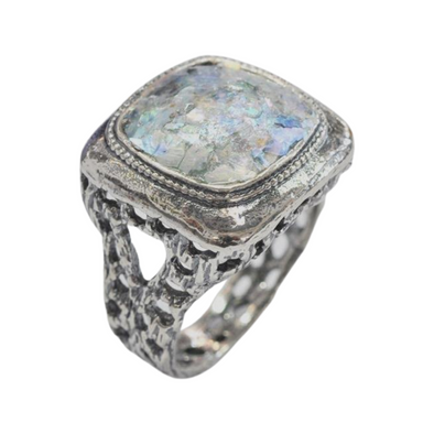Roman Glass Sterling Silver Ring