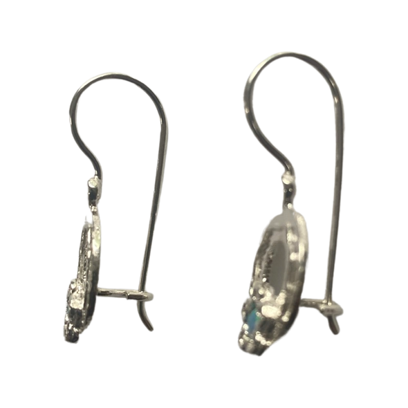 Dainty Sterling Silver Flower Earrings with Blue Opal