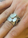 Statement Sterling Silver Textured Ring-Flower Design