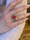 Coral Red Sterling Silver Ring