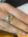 Green Amethyst and Gold Ring in Hammered Sterling Silver