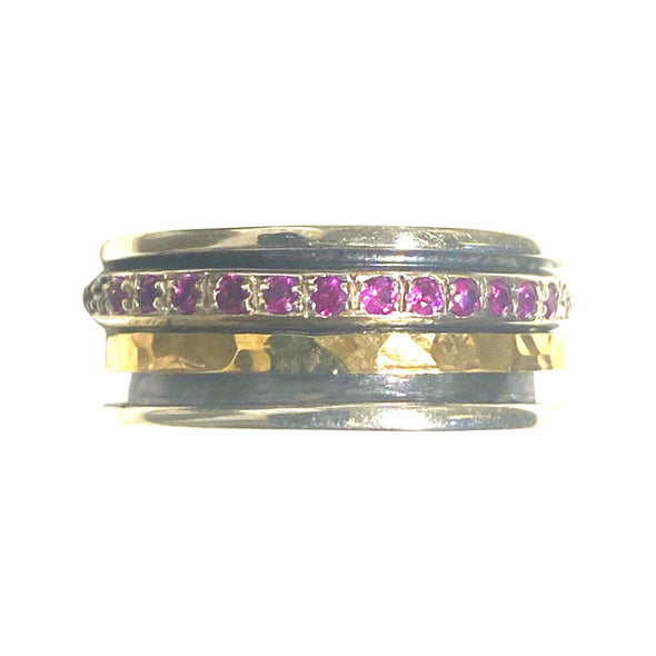 Ruby Meditation Ring in Sterling Silver and Gold
