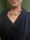 Pearl and Onyx Necklace -Double Strand with Gold Filled Accents