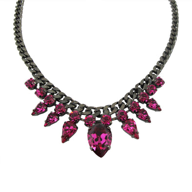 Fuschia Princess Kate Swarovski Crystal Necklace - omani online