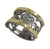 Sterling Silver and Gold Filigree Style Band