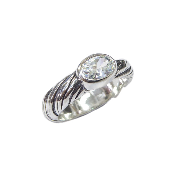 Wedding Band Style Sterling Silver Ring with Cubic Zirconia