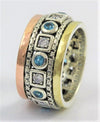 Gedera Sterling Silver and Two Tone Gold Ring with Blue Topaz - omani online
