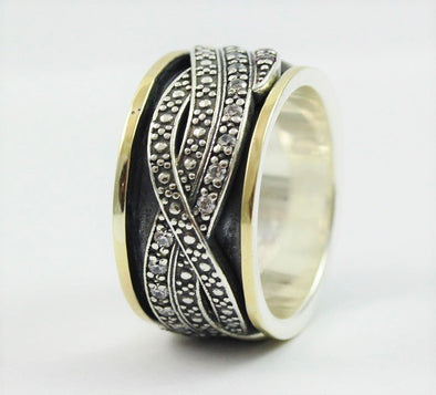 Ahva Sterling Silver and Gold Spinning Ring - omani online