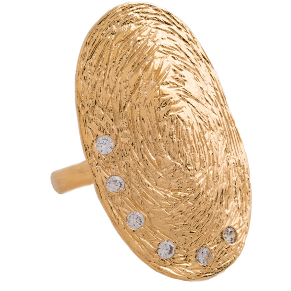 Gold Plated Sterling Silver Ring with Cubic Zirconia - omani online