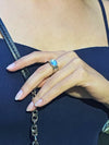 Blue Topaz Ring Multi Band Sterling Silver with Gold