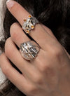 Citrines And Texture Sterling Silver Ring - omani online