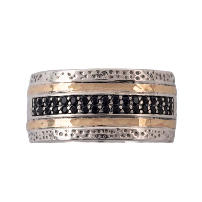 A Band Of Gold And Black Sterling Silver Ring - omani online