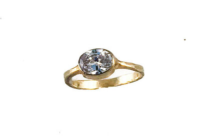 Dainty Gold Plated Sterling Silver Stackable Ring with Clear Stone - omani online