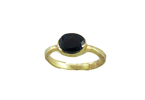 Dainty Gold Plated Sterling Silver Ring with Black Stone - omani online